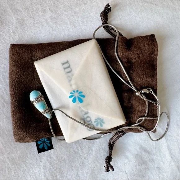 Marahlago Marina Larimar necklace sterling silver white topaz summer vacation - Picture 4 of 5